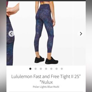 EUC Lululemon Fast and Free Tight 25” Polar Lights Multi
